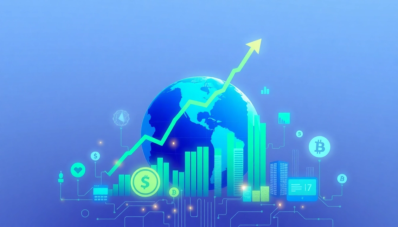 Cryptocurrency news highlights digital chart and global icons illustrating the latest crypto market trends and updates.