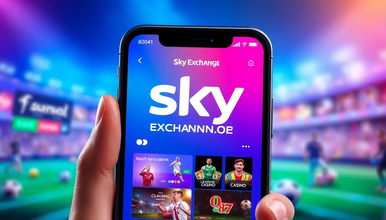 Sky Exchange App on smartphone showcasing live betting and casino games for quick, secure online entertainment in India.