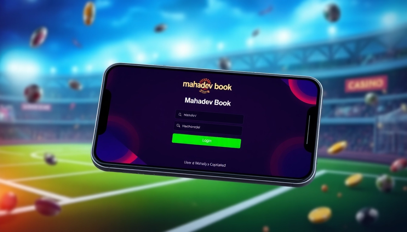 Secure Mahadev book login page accessed on mobile device with sports betting and casino