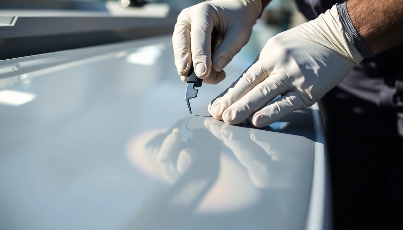 Technician performing Boots Versegelung process to restore boat's shine for optimal navigation
