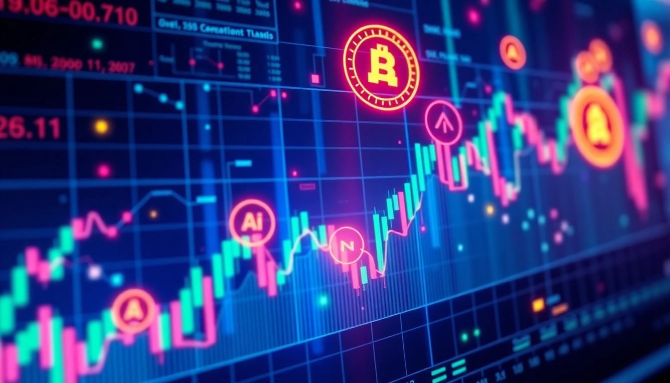 Aicoin logo displayed on a professional financial dashboard with real-time data streams and