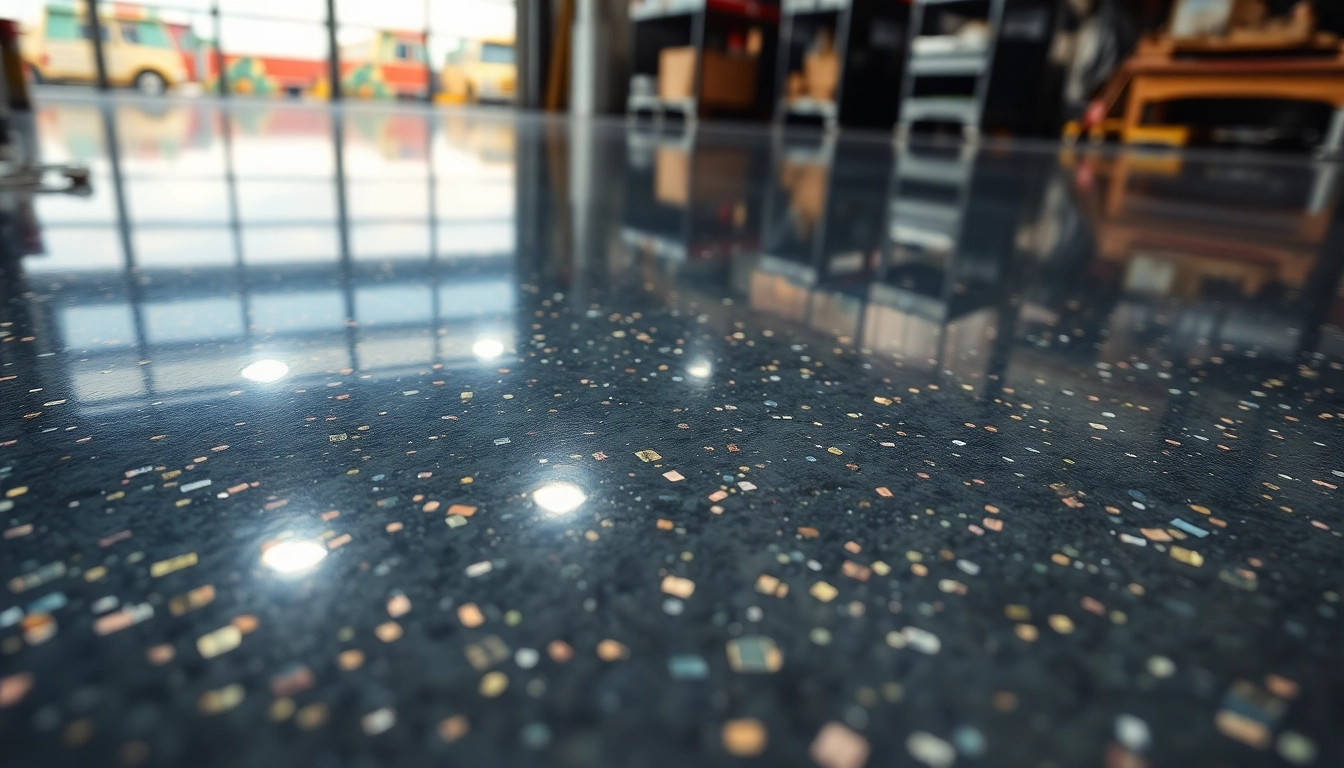 Professional applying epoxy resin floor coating to a commercial space for durable, seamless finish