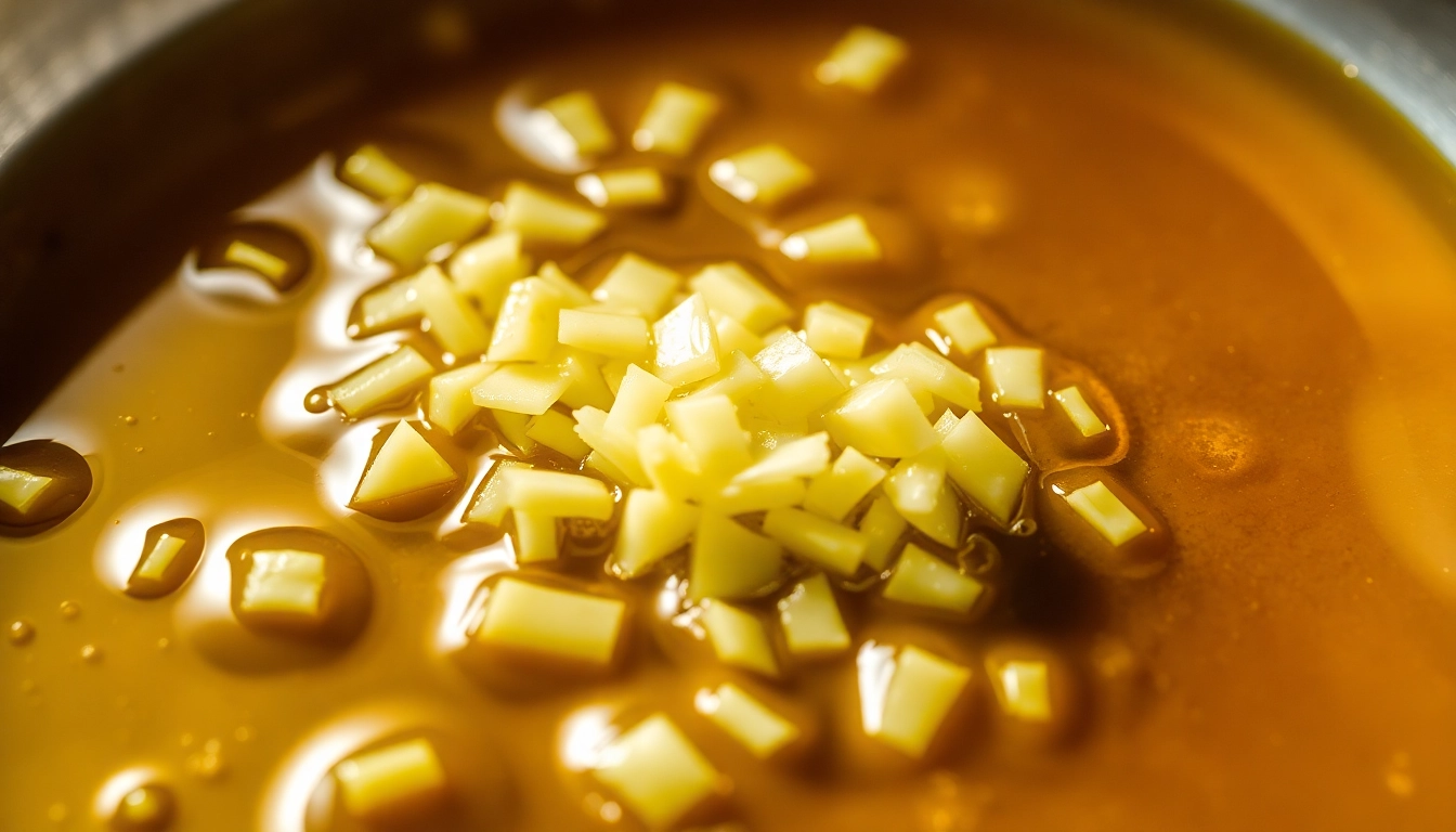 Premium Minced Garlic in oil being poured from a jar into a rustic bowl, highlighting freshness